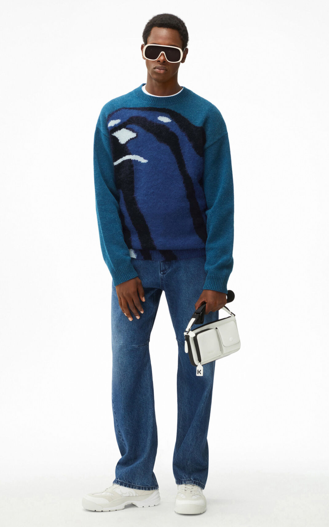 Pull Kenzo Homme The Hiver Capsule Polar Bear oversize Bleu XSMEJ-9574